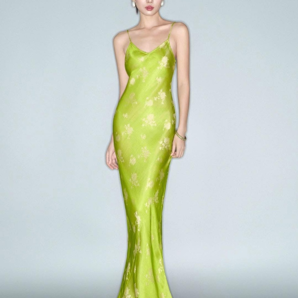 Lime Green Silk Dress